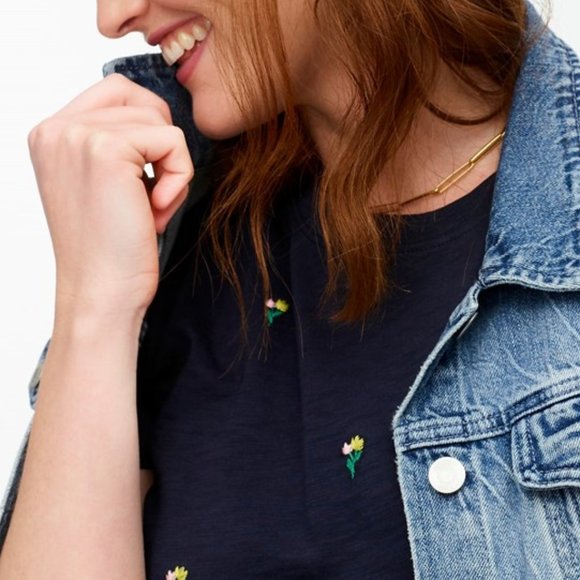 J.Crew NWT Embroidered Tulips T-Shirt Top S - Picture 3 of 11